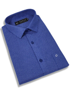 Polished Printed Cotton Shirt For Men - Blue
