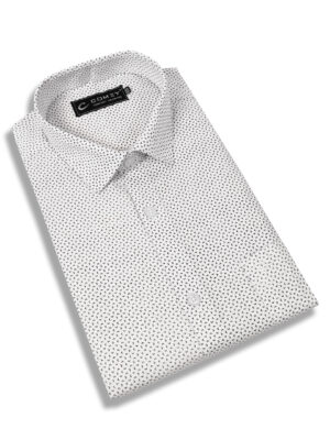 Polished Printed Cotton Shirt For Men - White