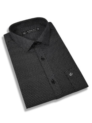 Polished Printed Cotton Shirt For Men - Black