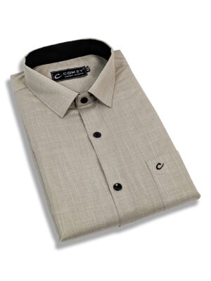 Classic Cotton Casual Shirt For Men - Light Brown / Khakhi