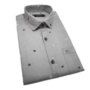 Polished Printed Cotton Shirt For Men - Grey