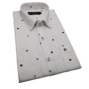 Polished Printed Cotton Shirt For Men - White